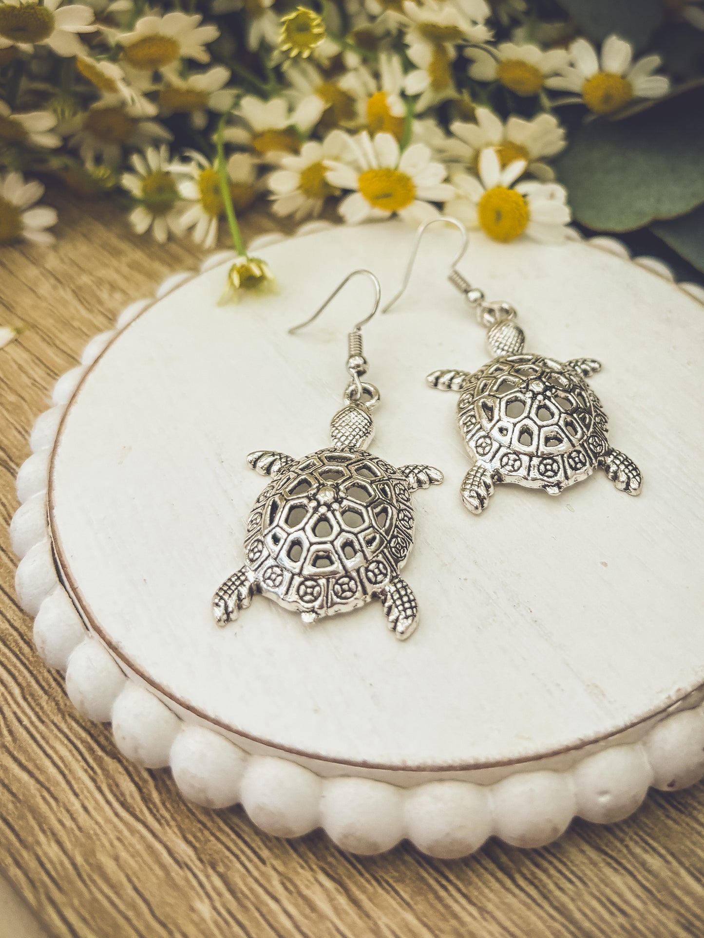 Silver Turtle Earrings