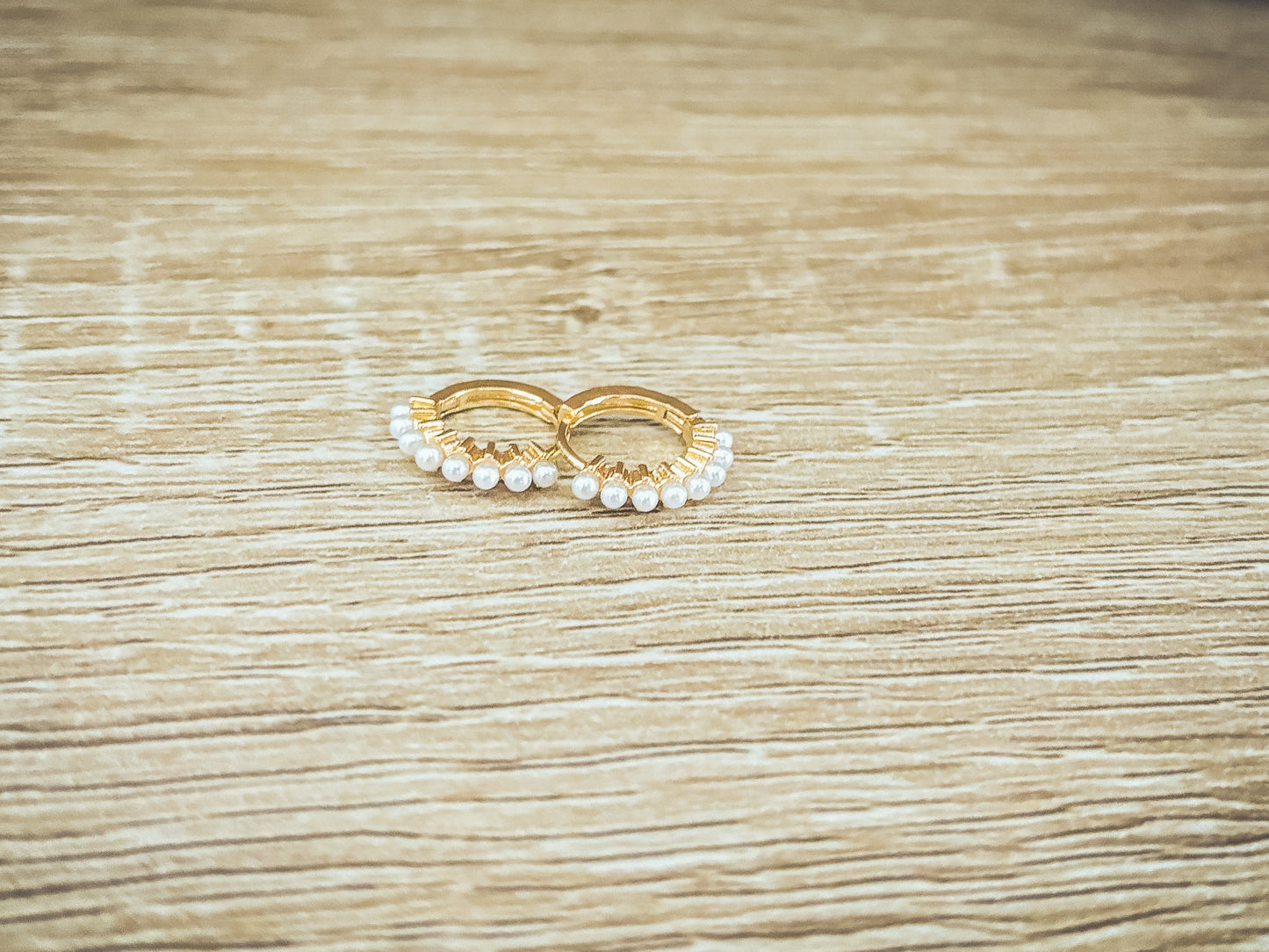 Beautiful Dainty Pearl and Gold or Silver Huggie Earrings