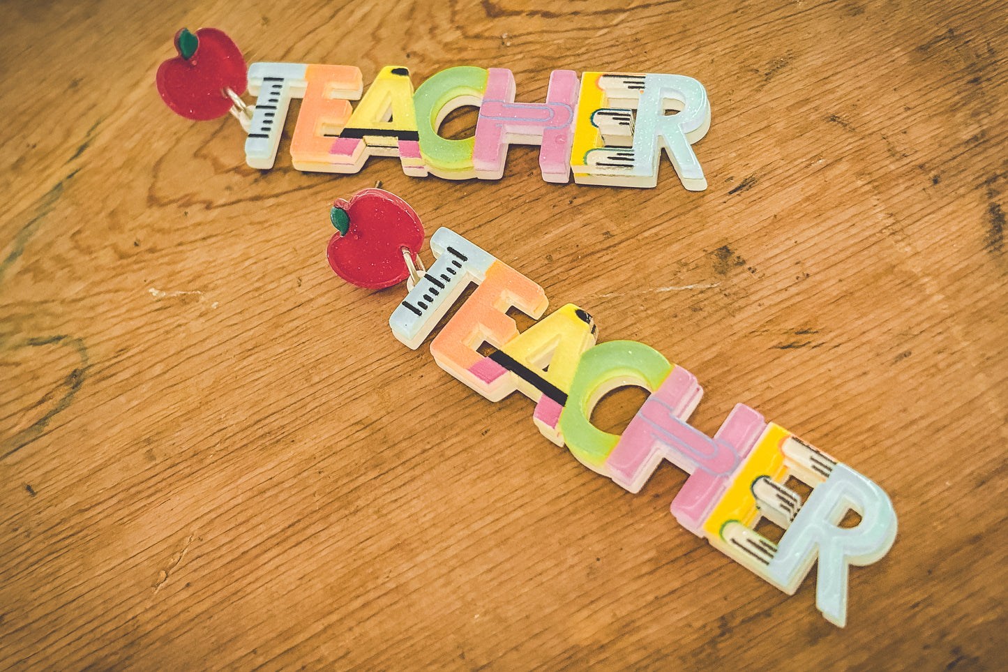 Beautiful Acrylic Teacher Earrings