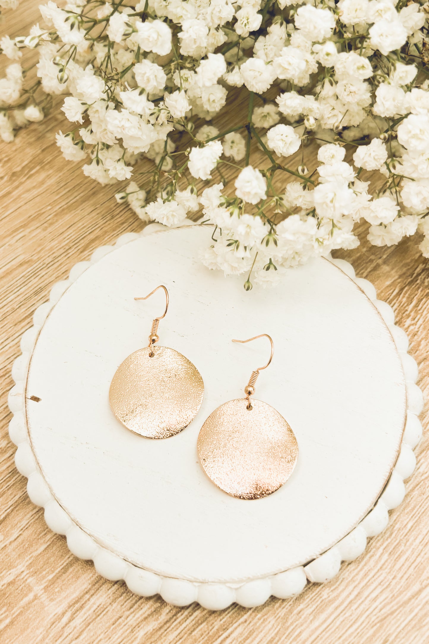 Beautiful Hammered Gold Drop Earrings