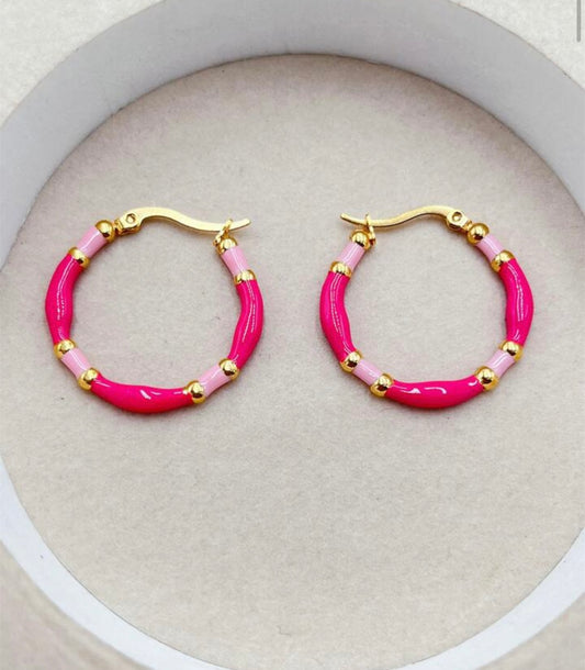 Beautiful Pink Hoop Earrings