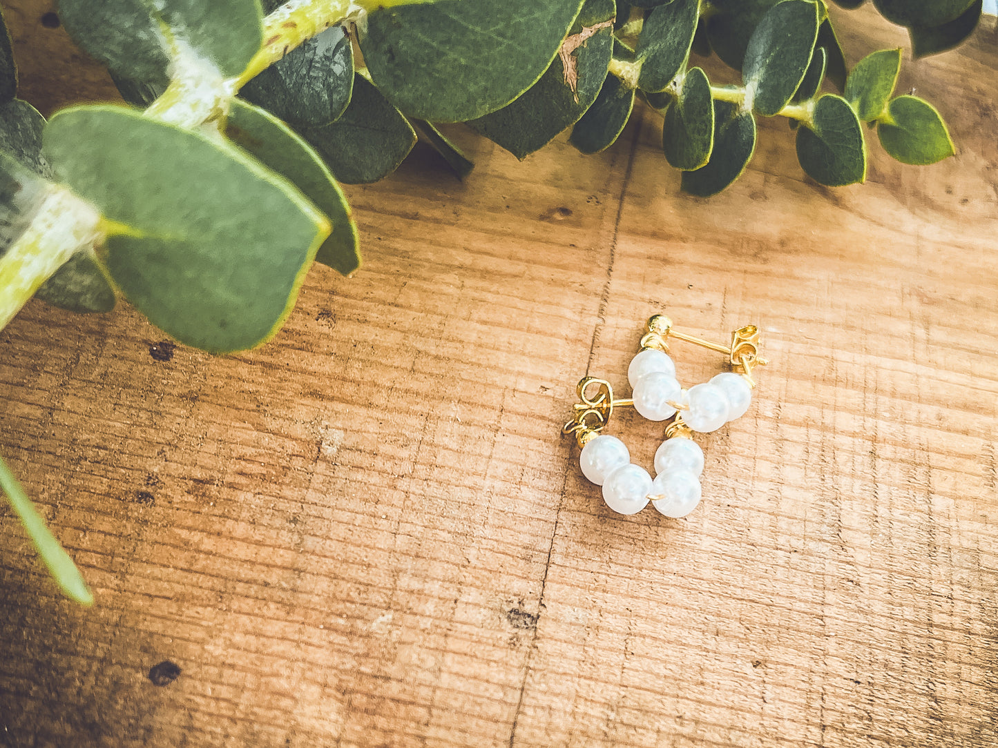 Beautiful Pearl Huggie Earrings