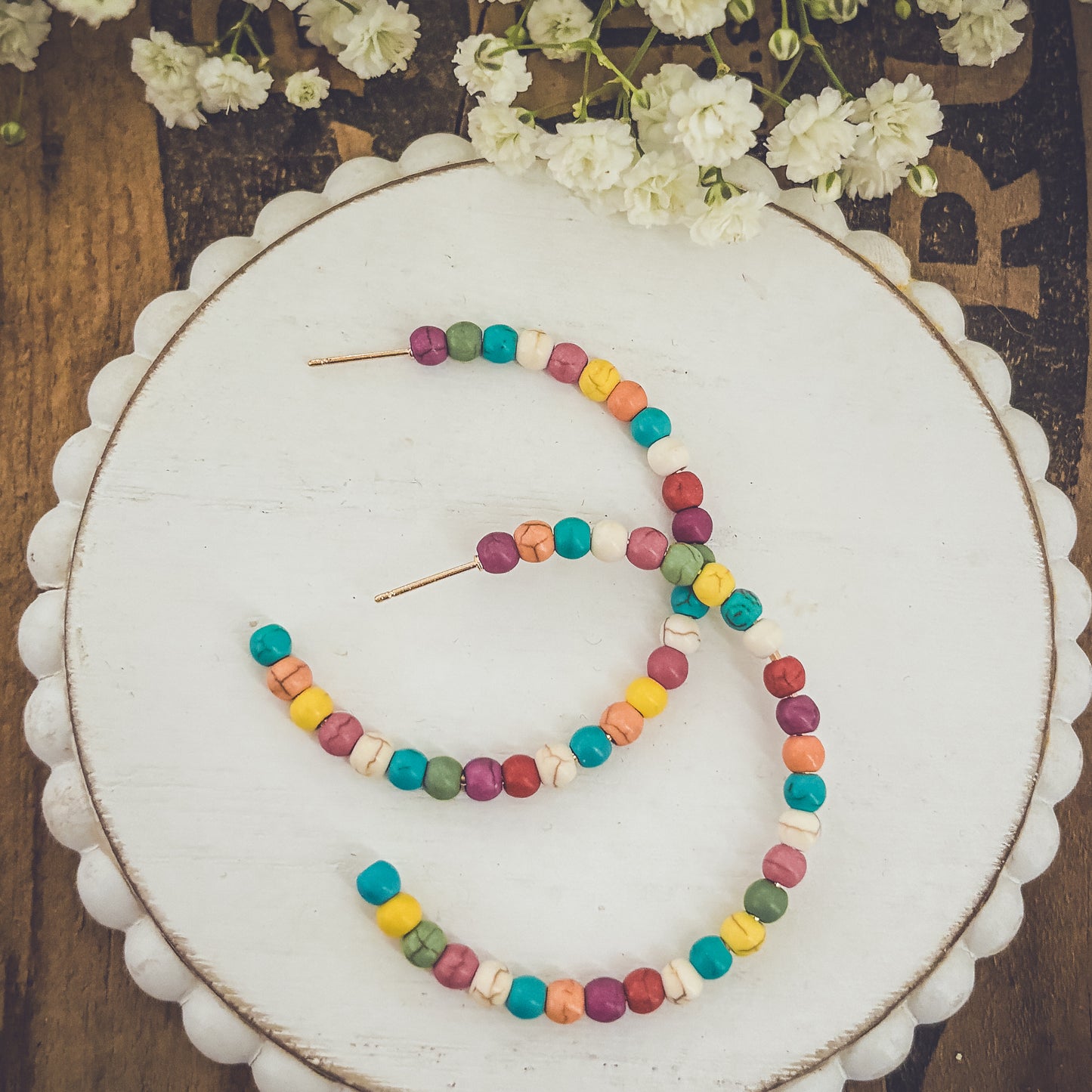 Beautiful Colorful Beaded Hoop Earrings