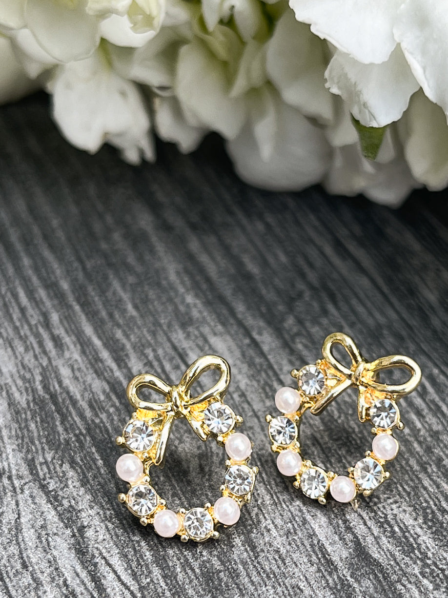 Beautiful and Dainty Pearl Wreath Earrings