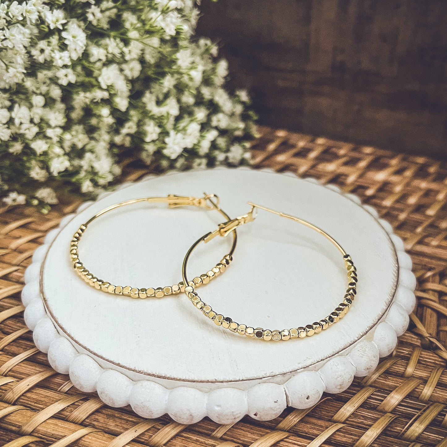 Beautiful Gold Glimmer Hoop Earrings