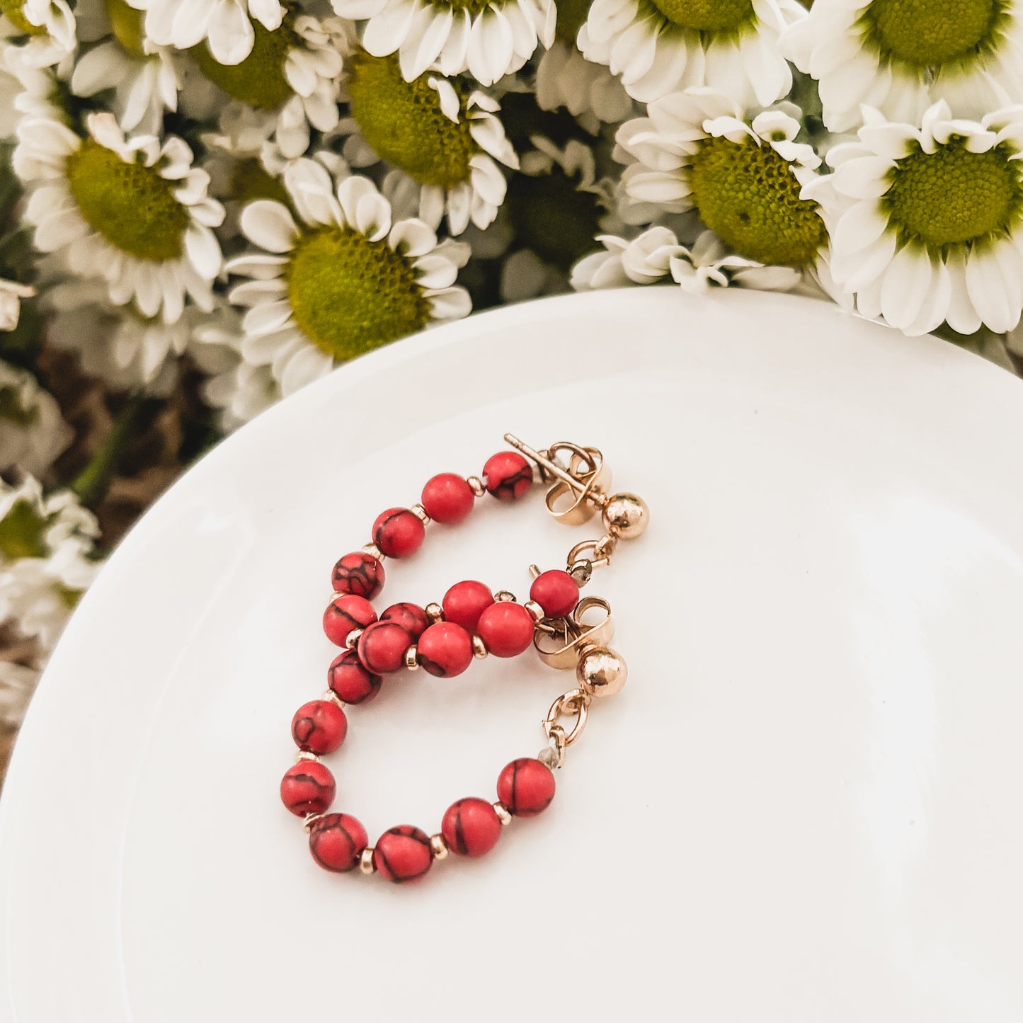 Beautiful Red Huggie Hoops