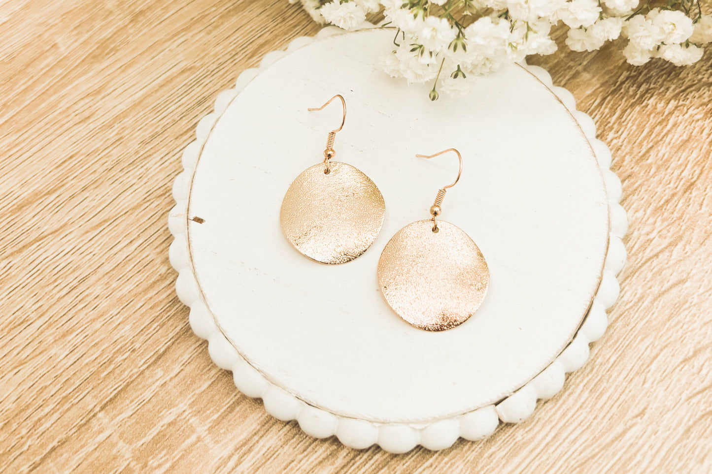 Beautiful Hammered Gold Drop Earrings