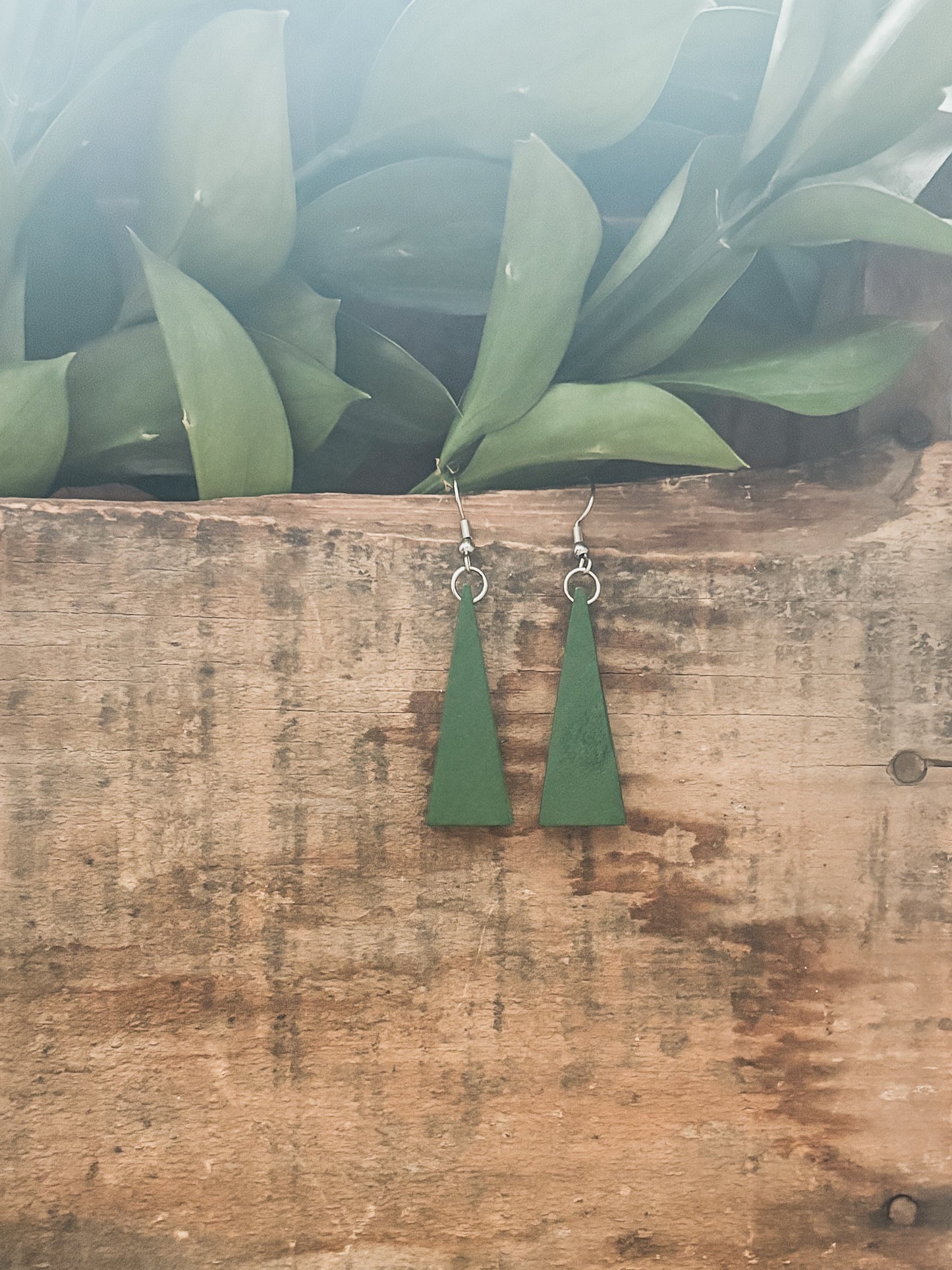 Beautiful Boho Triangle Wooden Drop Earrings