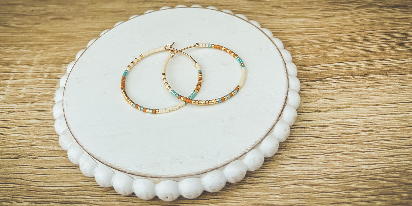 Beautiful Dainty Beaded Hoop Earrings