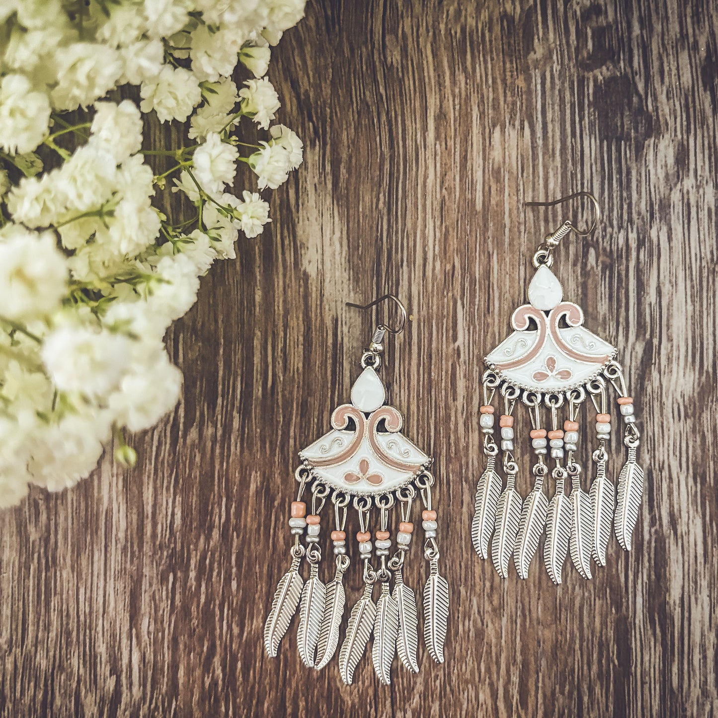 Beautiful White Drop Earrings