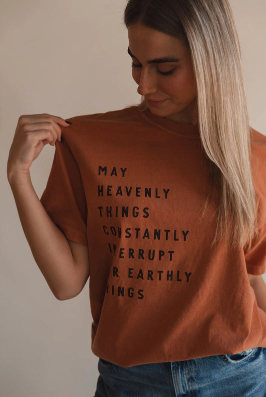 Heavenly Things Tee- Clay | Christian Faith Tee