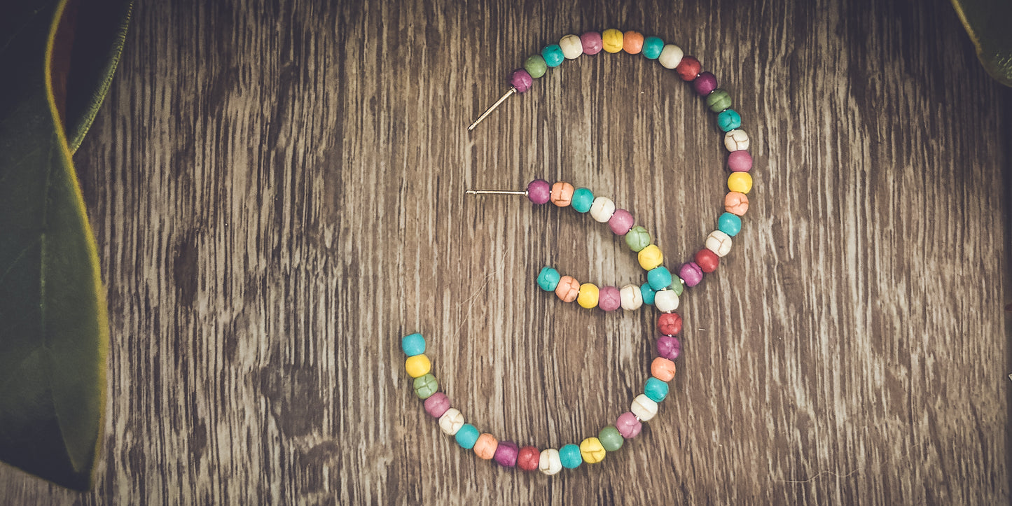 Beautiful Colorful Beaded Hoop Earrings