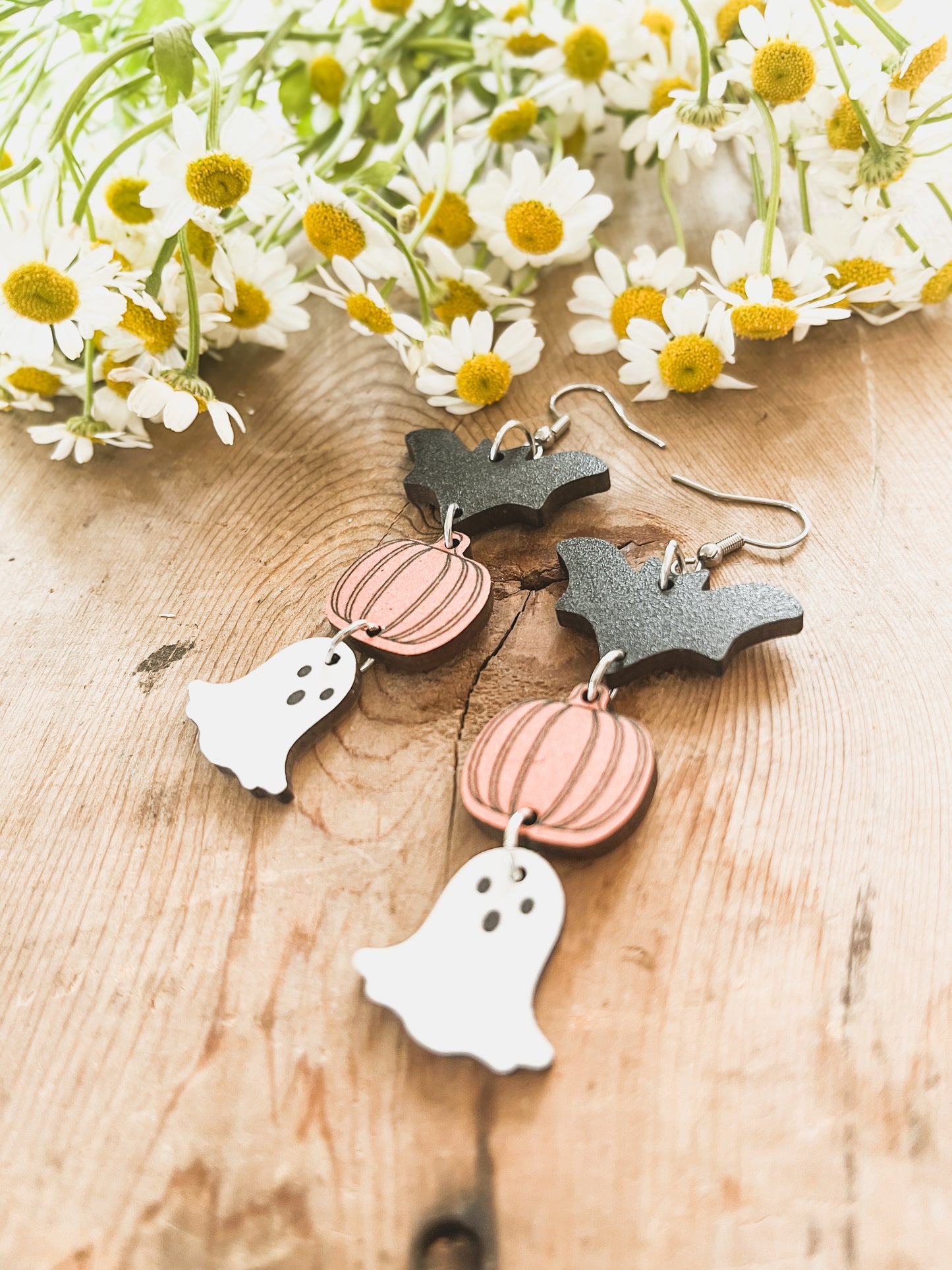 Adorable Wooden Halloween Earrings