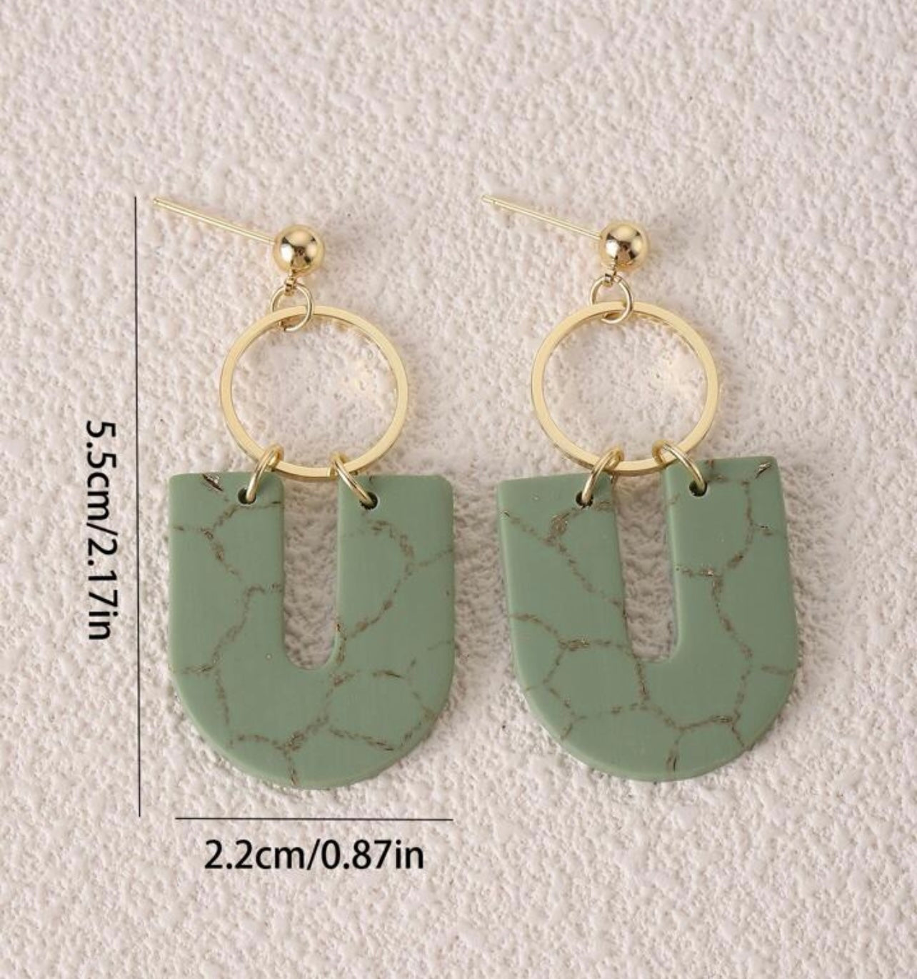 Beautiful Gold and Green Geometric Earrings