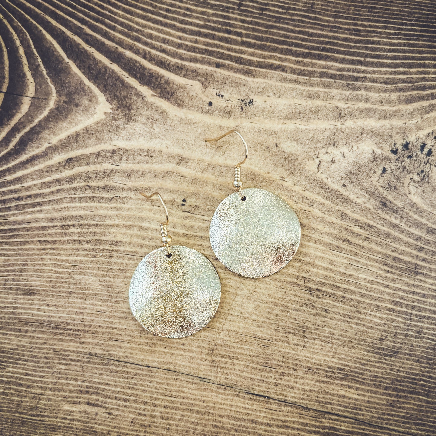 Beautiful Hammered Gold Drop Earrings