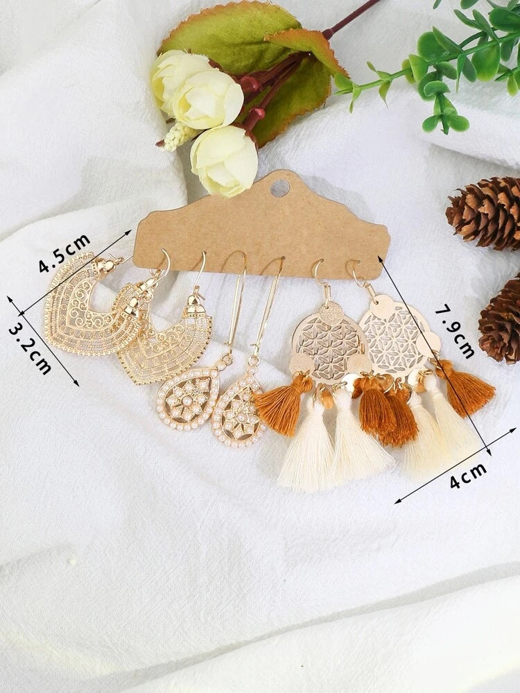 Beautiful Gold Boho 3 Piece Set of Earrings