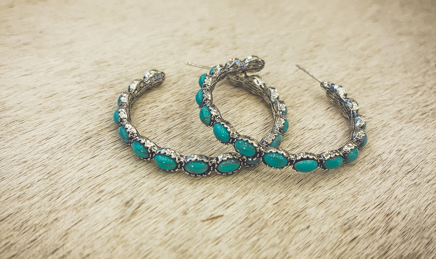 Beautiful Turquoise Hoop Earrings