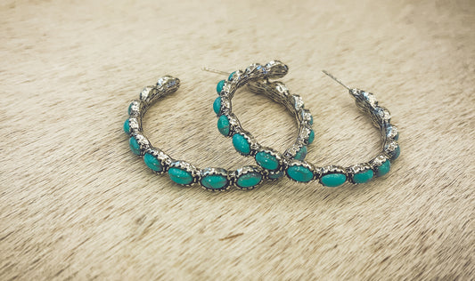 Beautiful Turquoise Hoop Earrings