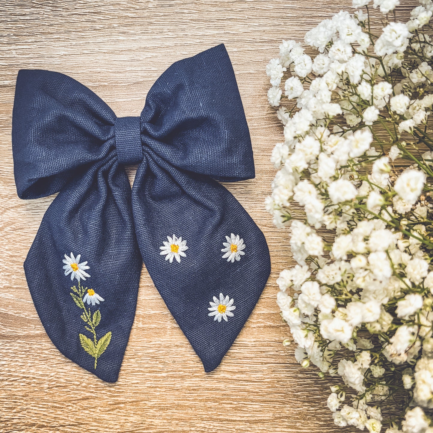 Adorable Blue Daisy Bow