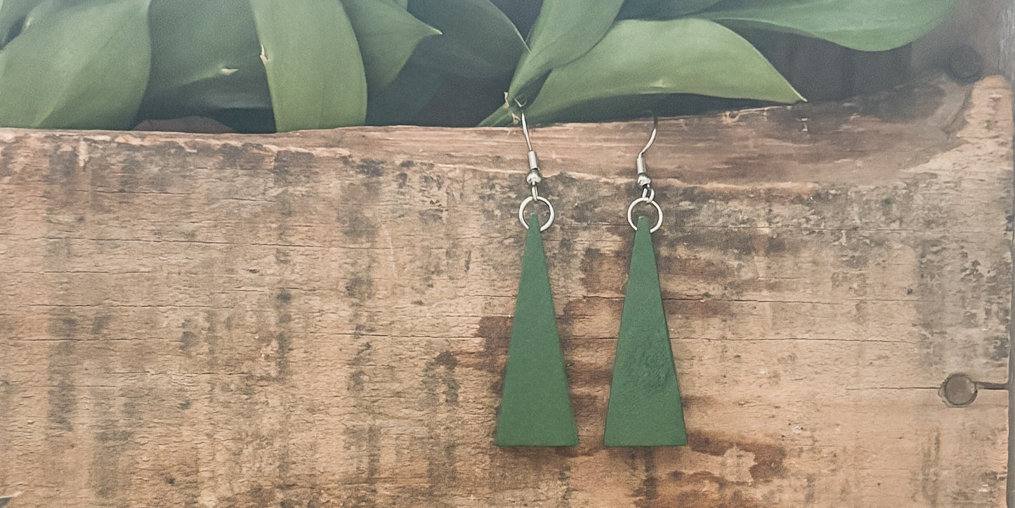 Beautiful Boho Triangle Wooden Drop Earrings