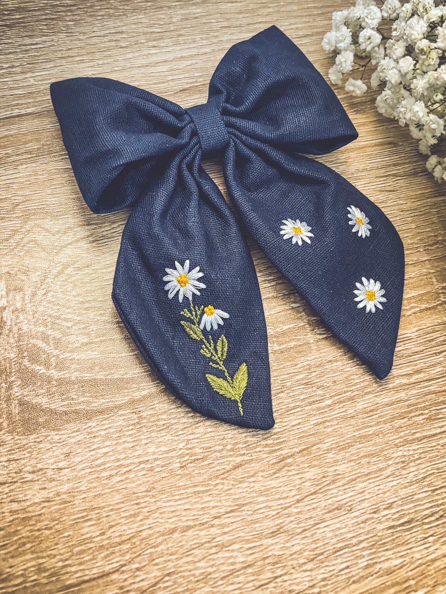 Adorable Blue Daisy Bow