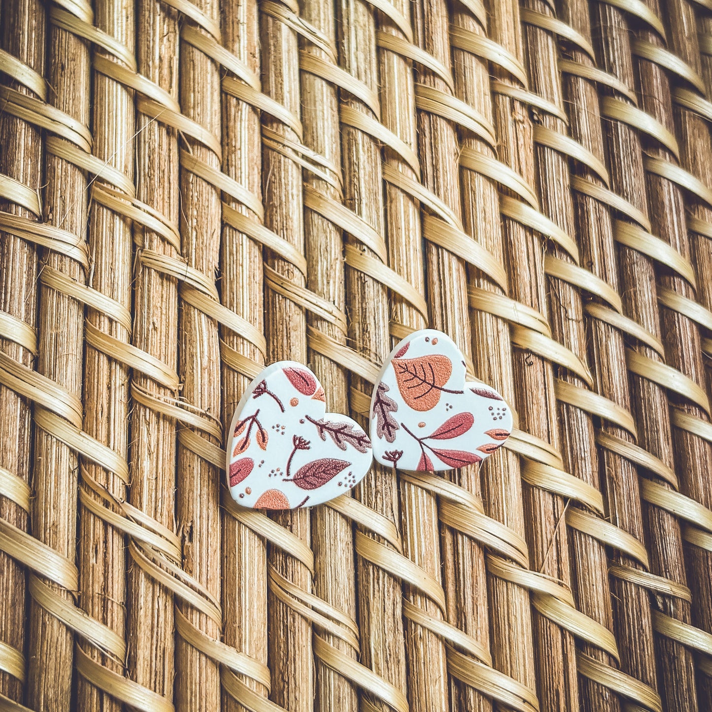 Beautiful Fall Leaf Heart Stud Earrings