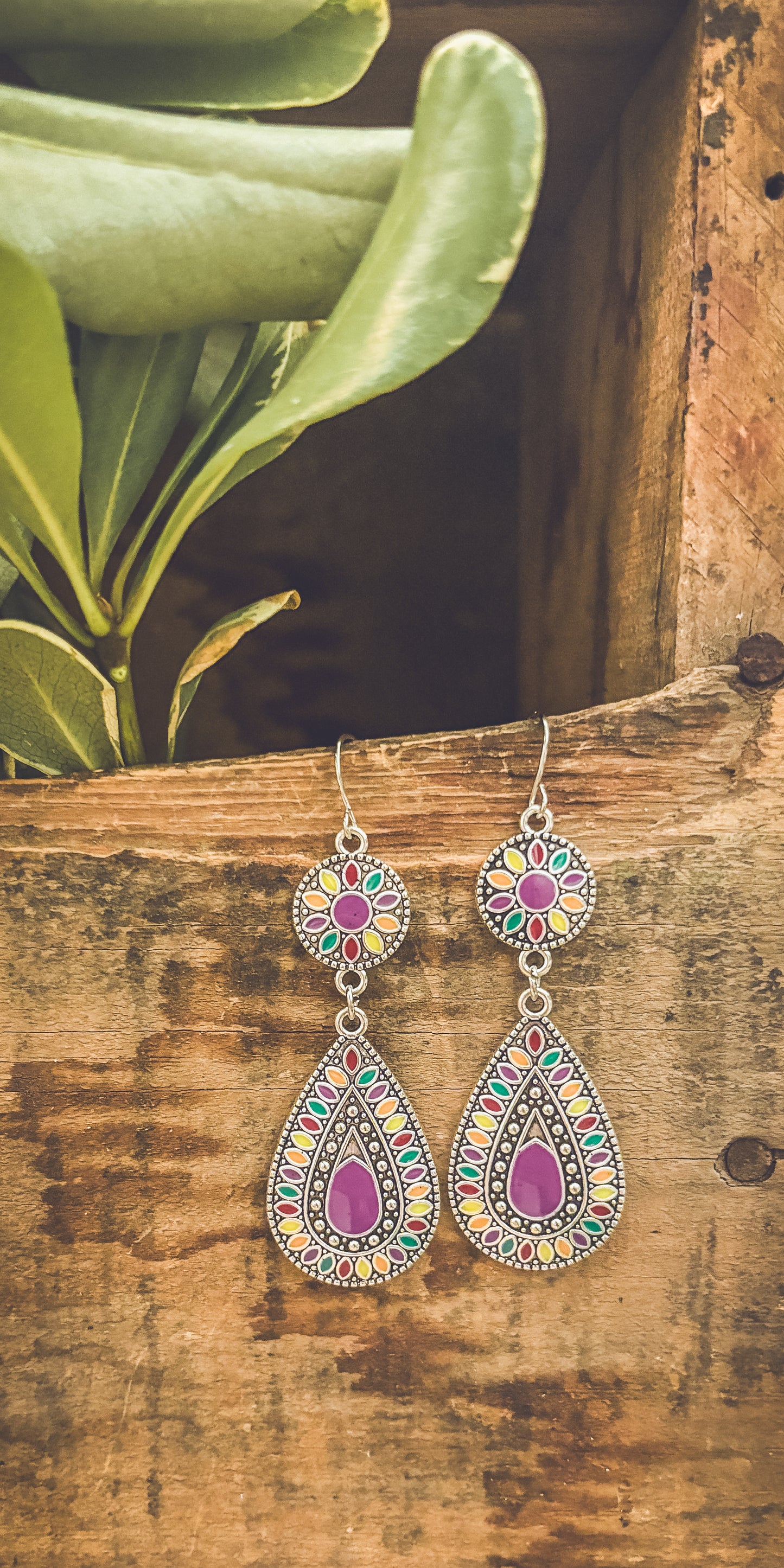 Beautiful Bohemian Purple and Silver Earrings