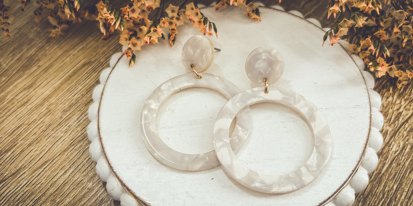 Beautiful White Acrylic Hoops