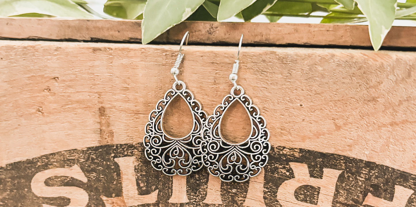 Beautiful Ornate Silver Earrings