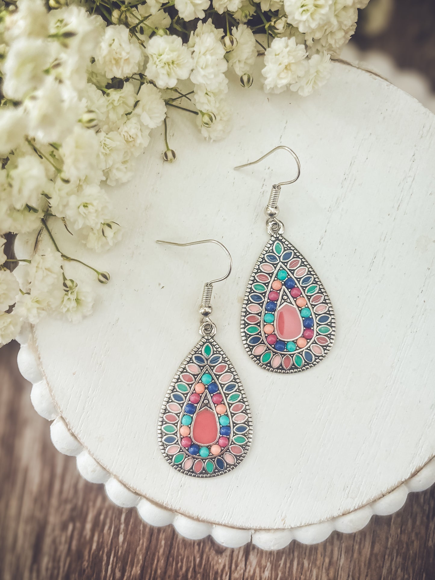 Beautiful Boho Pink Drop Earrings