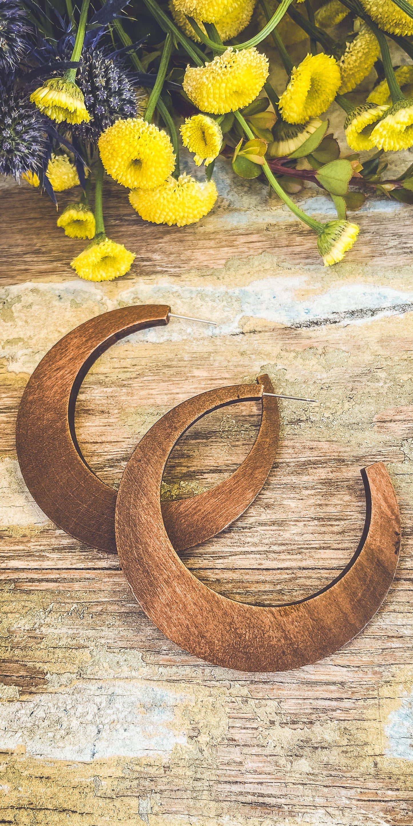 Beautiful Boho Wood Hoop Earrings