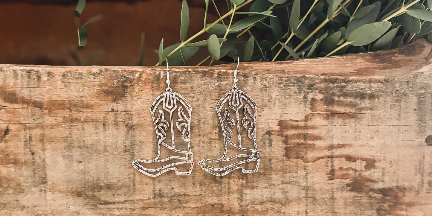 Beautiful Cowboy Boot Earrings - Gold or Silver