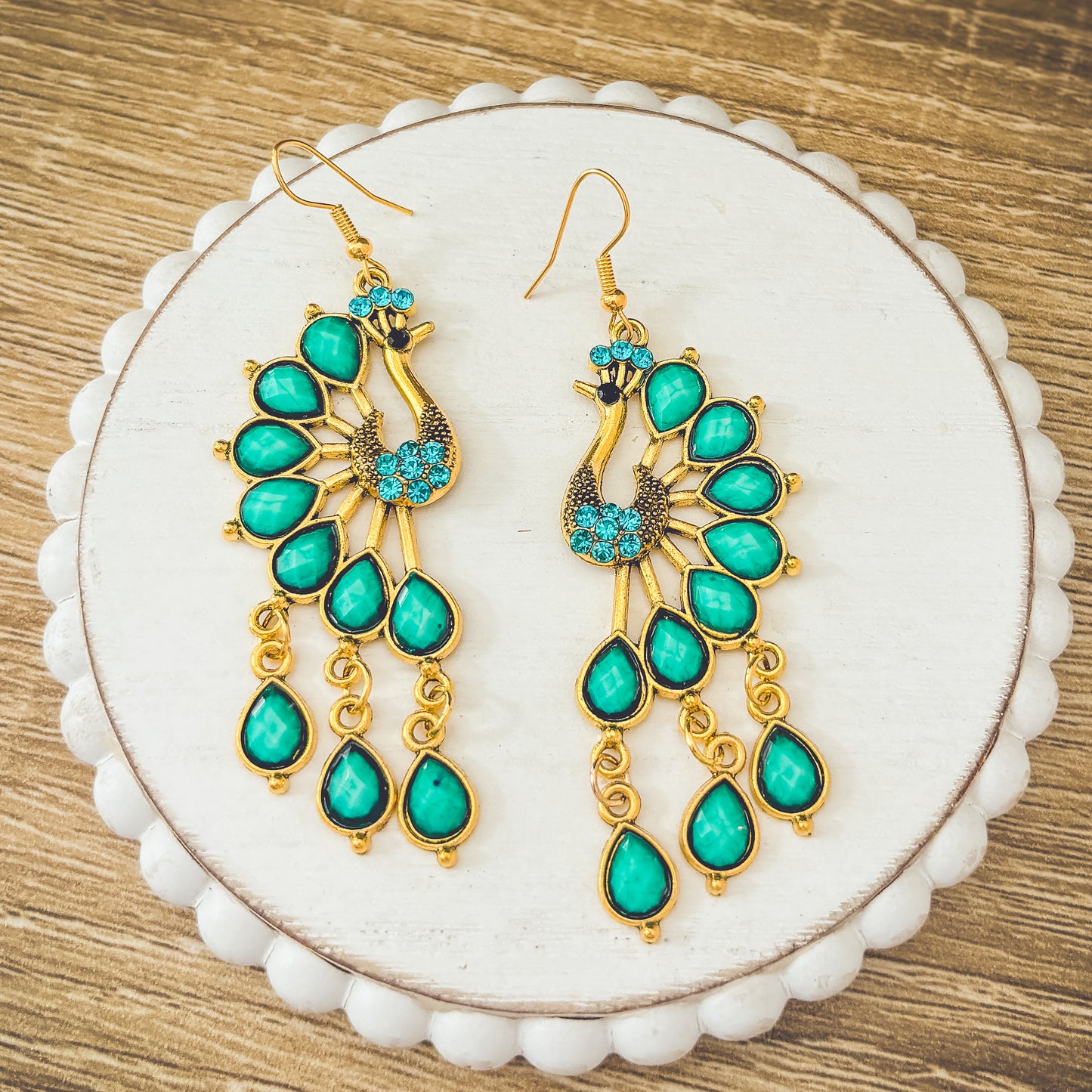 Beautiful Turquoise Peacock Earrings