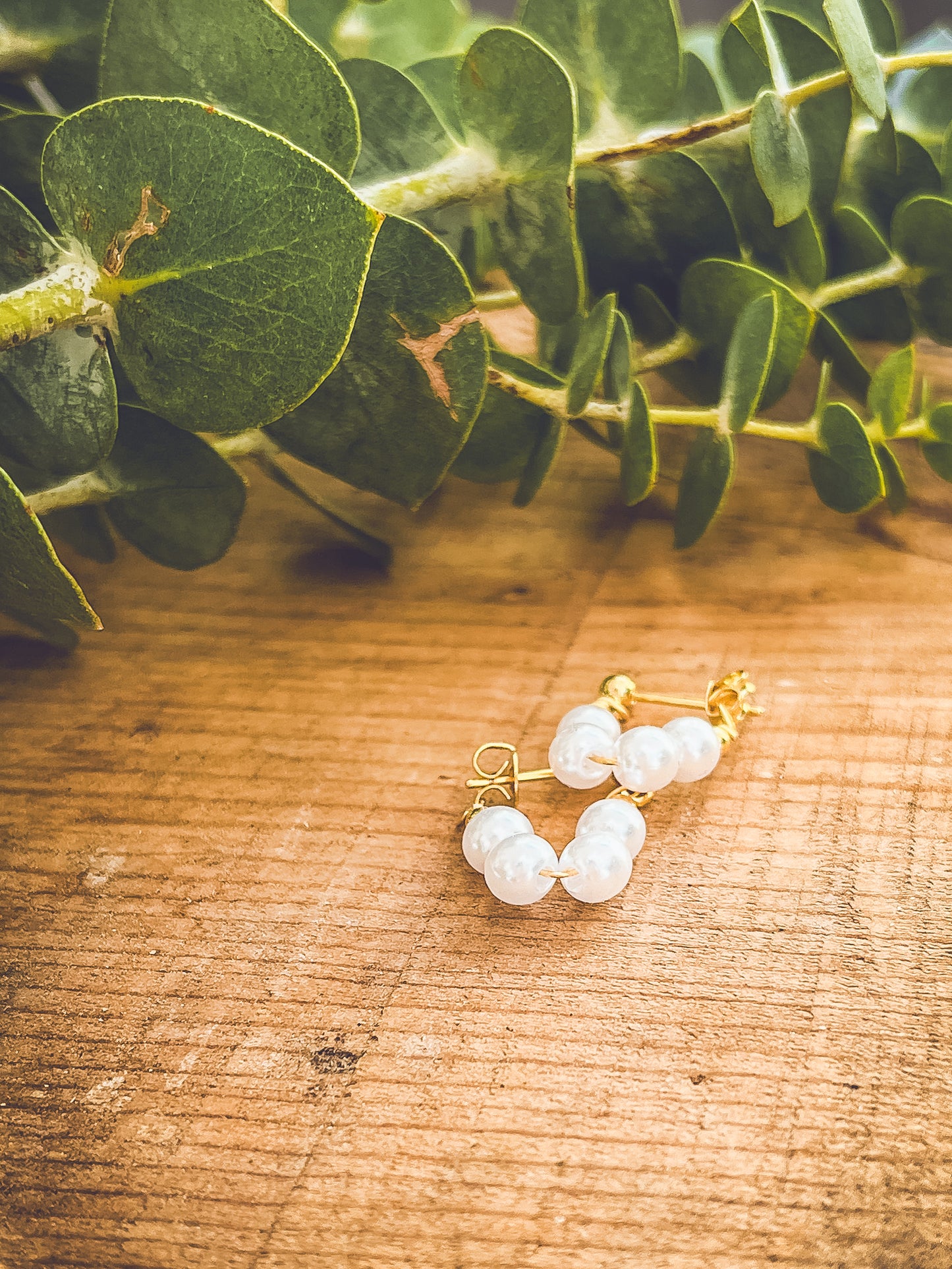 Beautiful Pearl Huggie Earrings