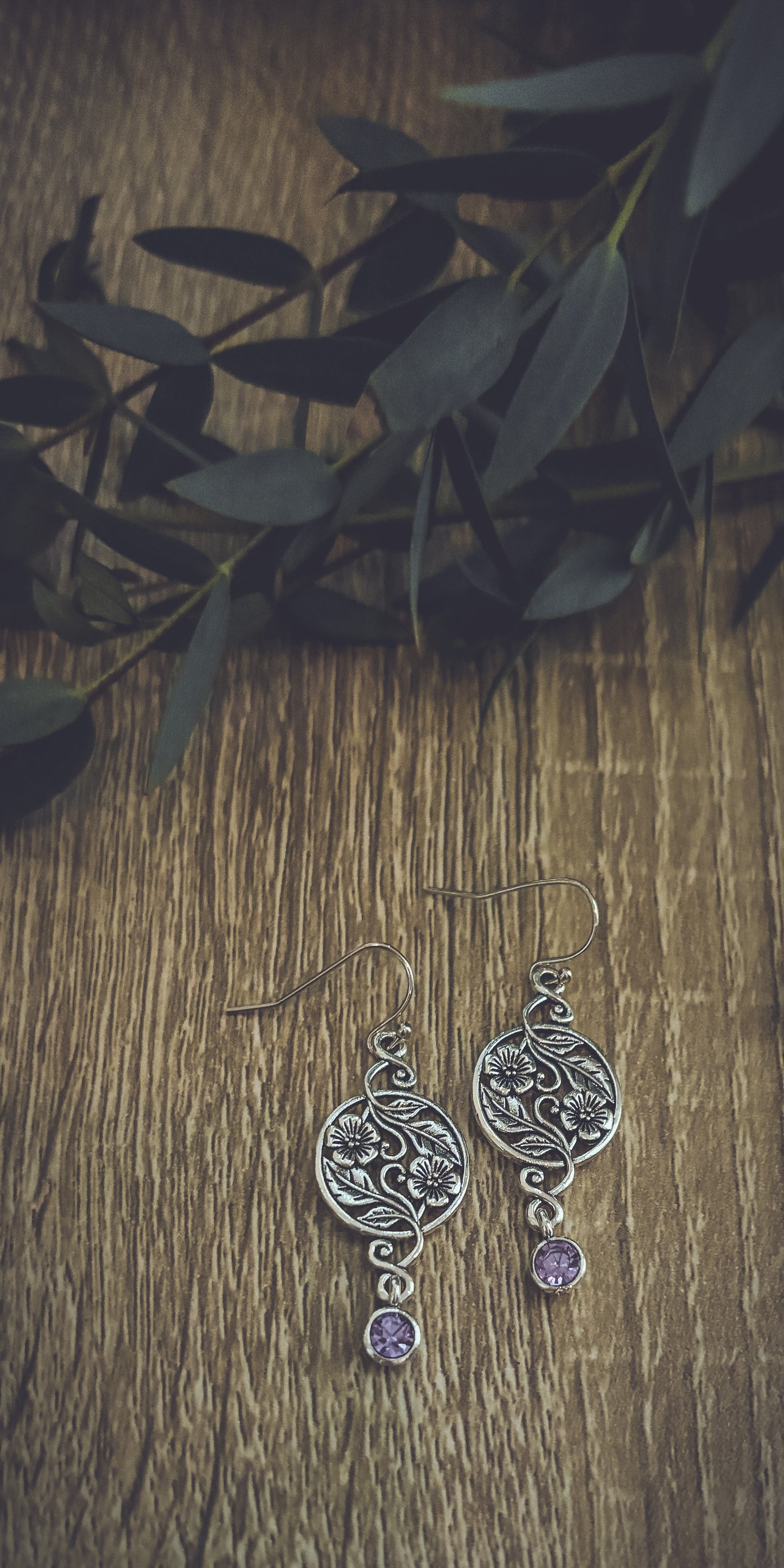 Beautiful Bohemian Purple and Silver Earrings