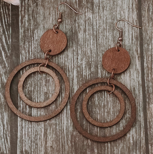 Beautiful Circular Wood Earrings