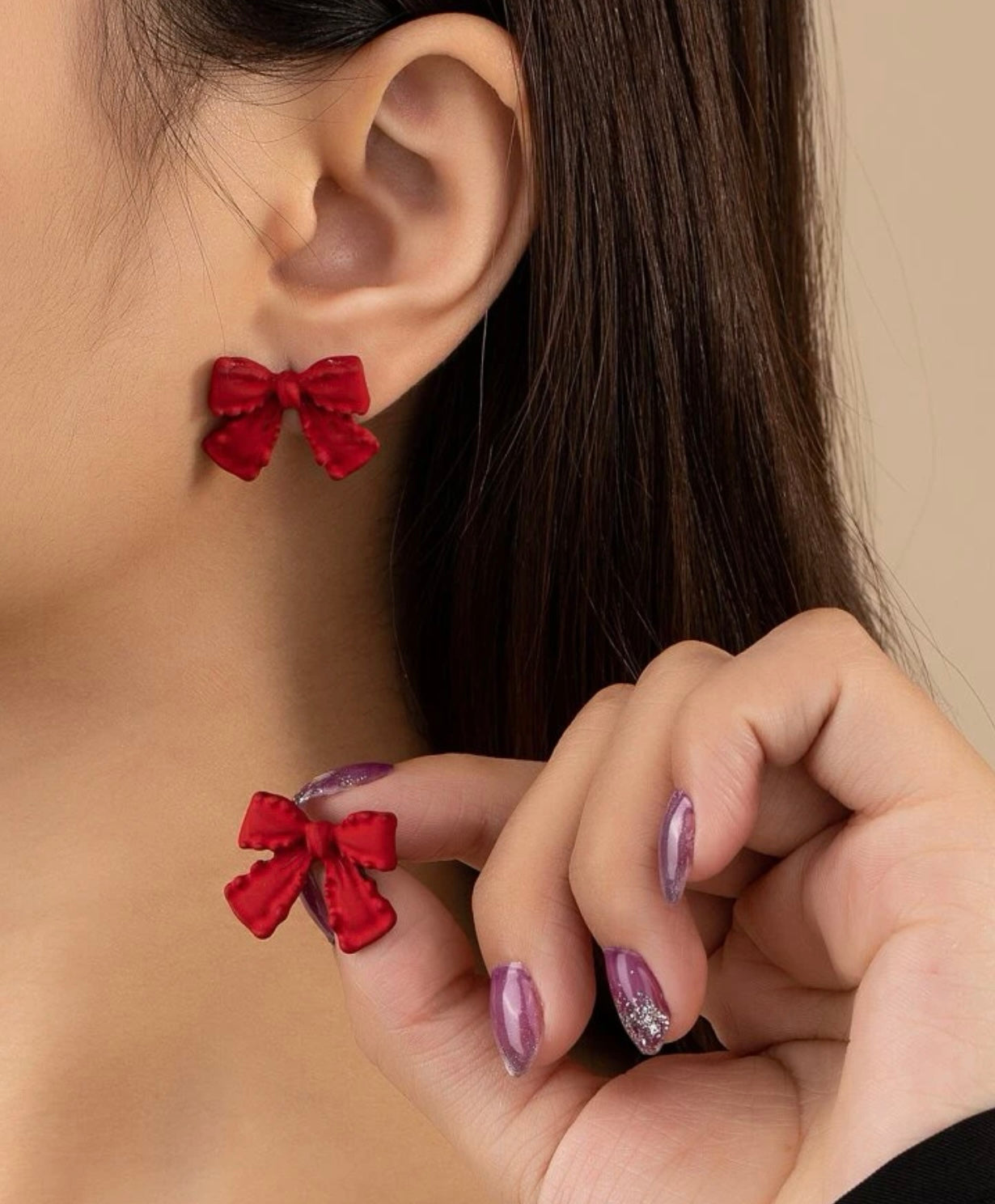 Beautiful Pink Bow Earrings