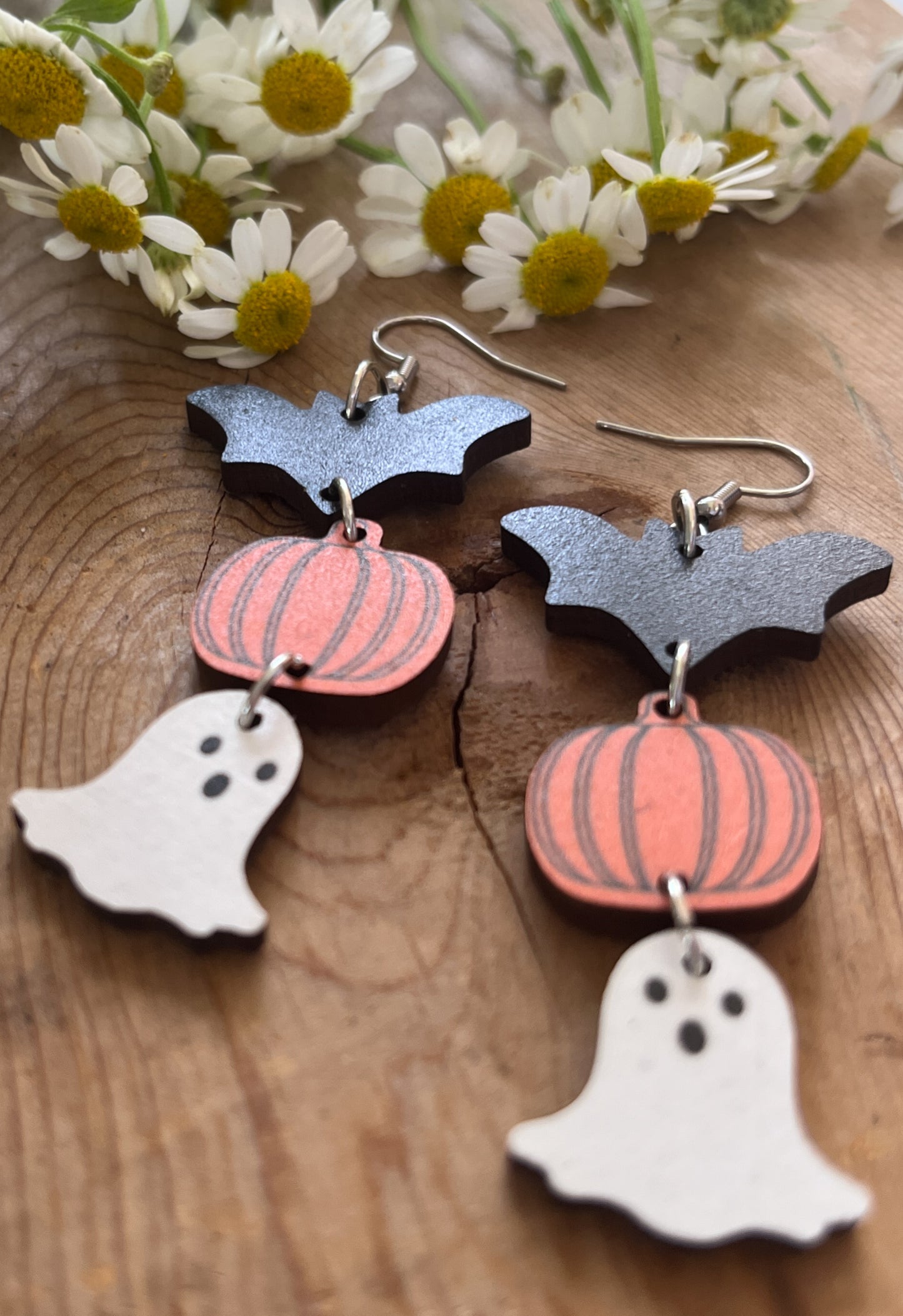 Adorable Wooden Halloween Earrings