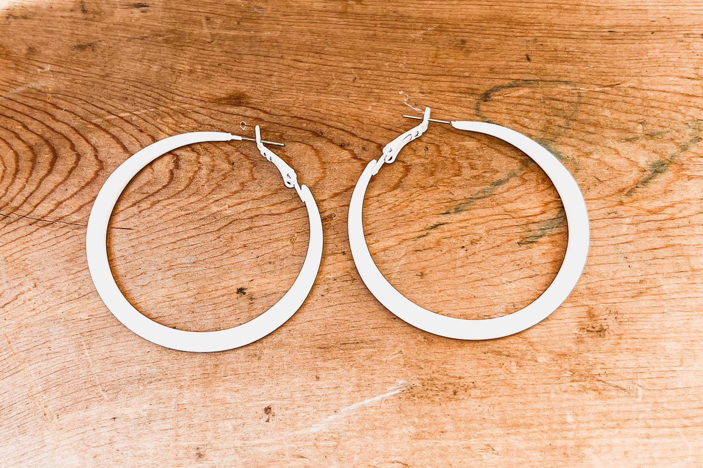 Beautiful Everyday White Hoop Earrings