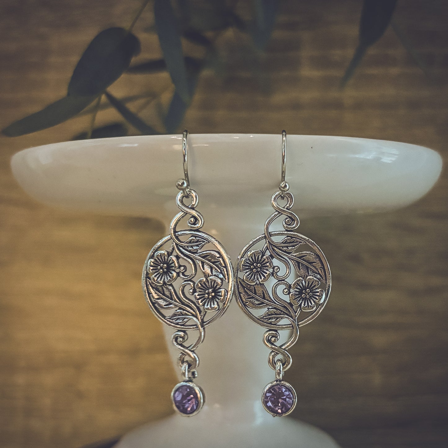 Beautiful Bohemian Purple and Silver Earrings