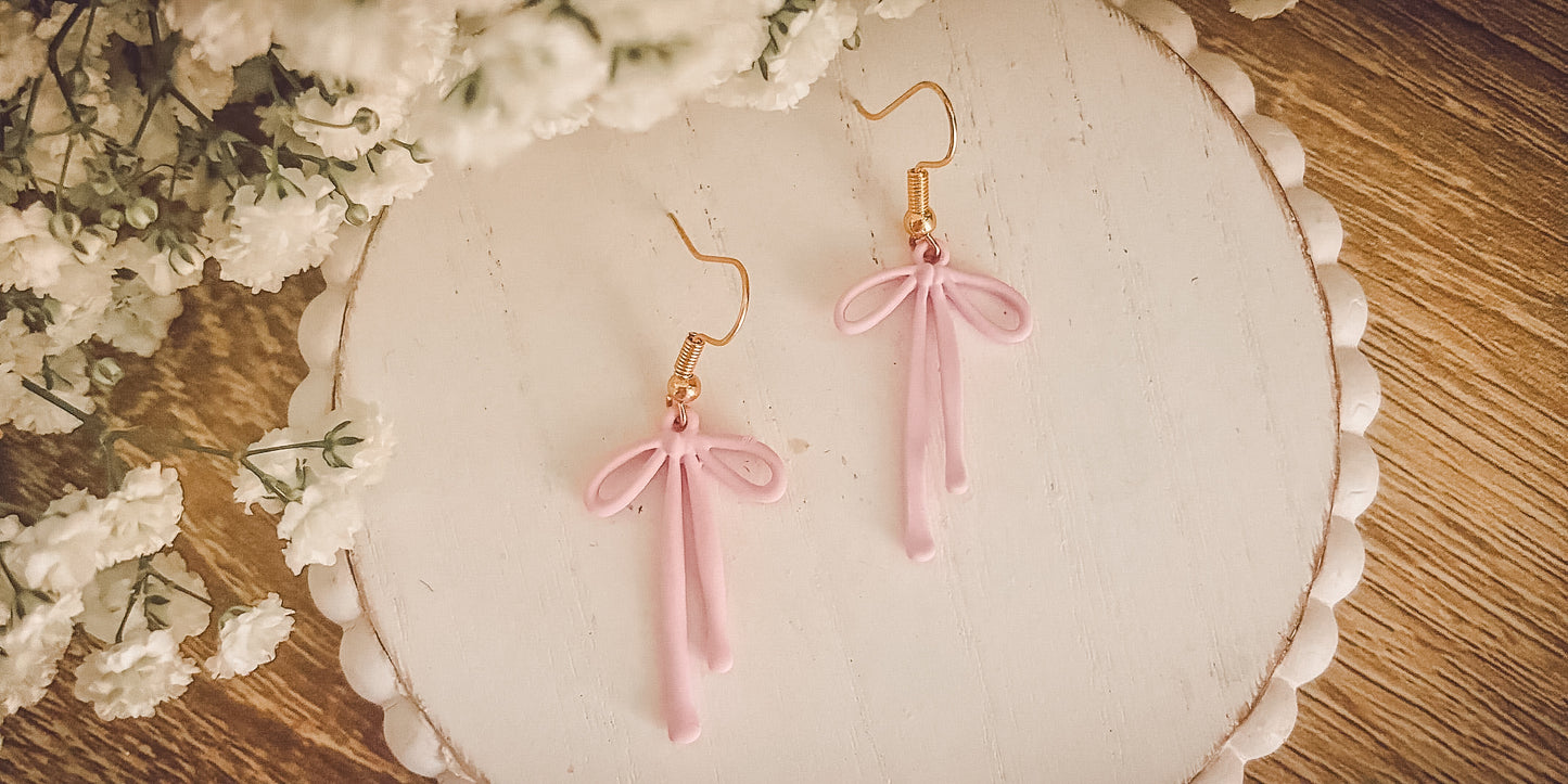 Adorable Pink Bow Earrings