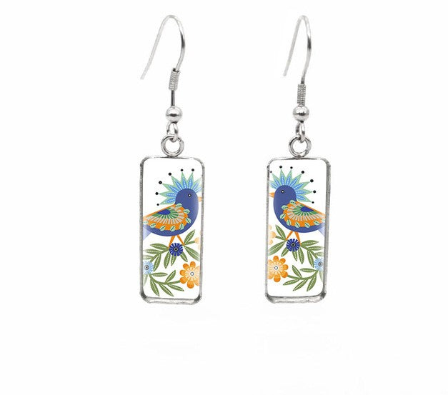 Beautiful Glass Like Folk Bird Earrings