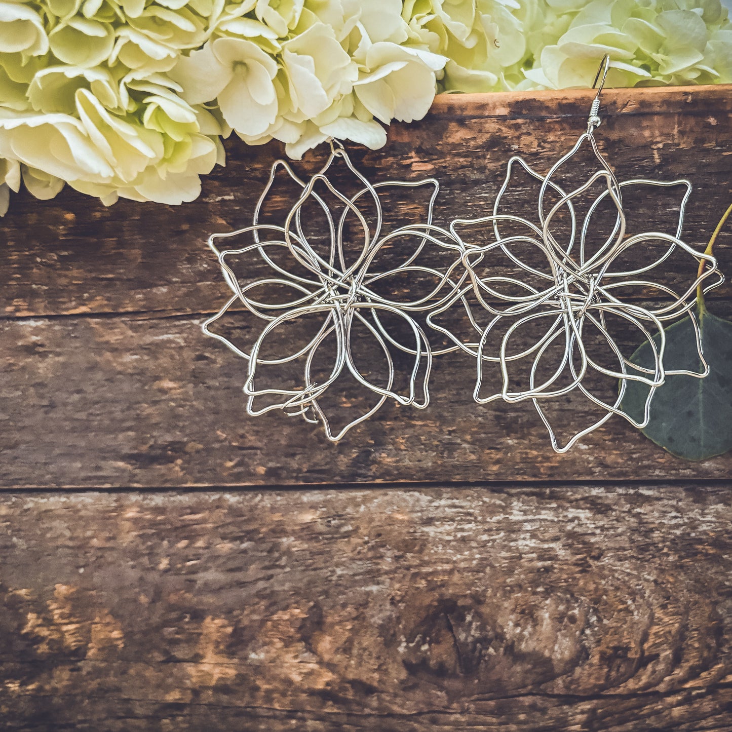 Beautiful Silver Flower Earrings