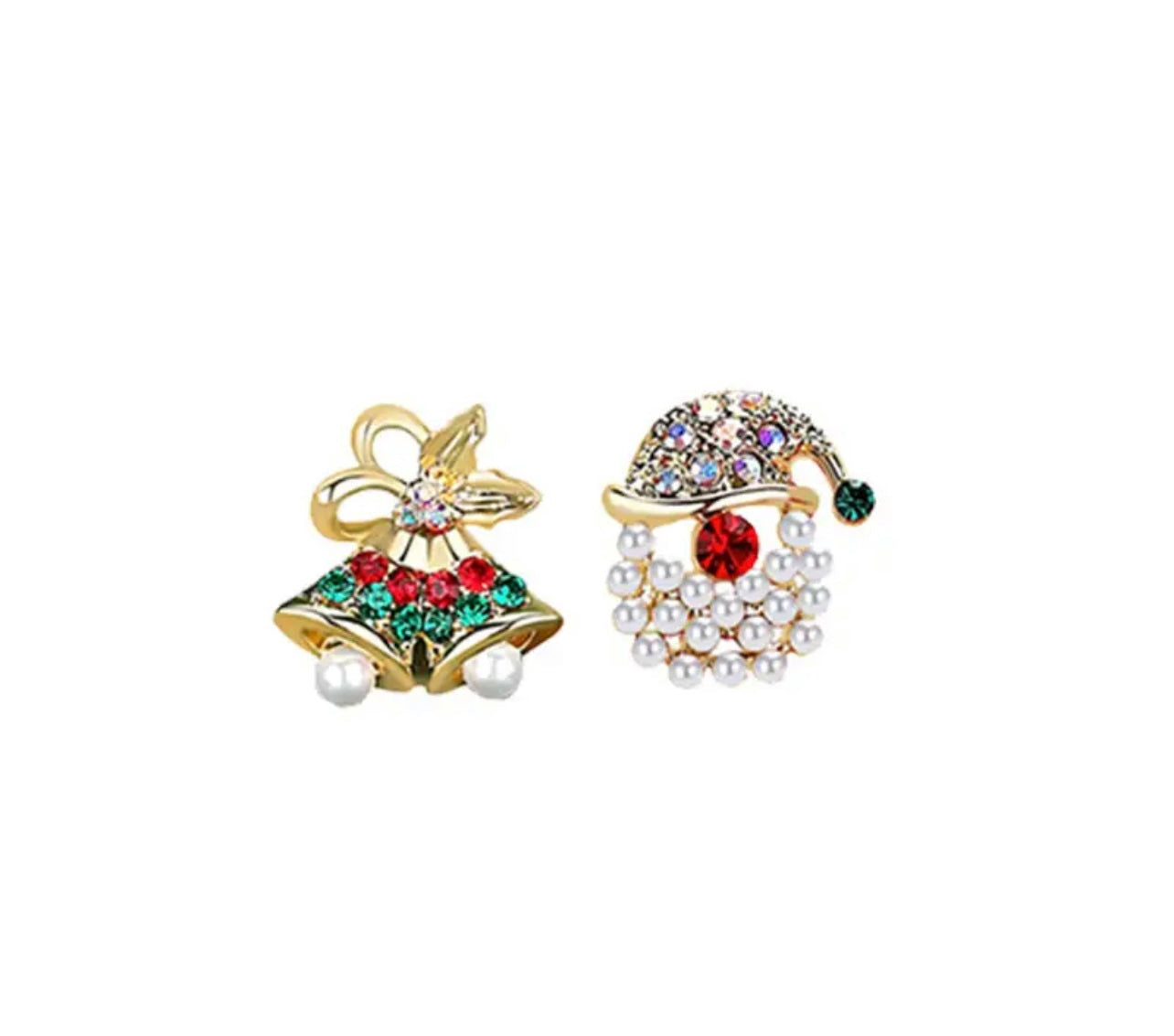 Adorable Santa and Bells Stud Earrings