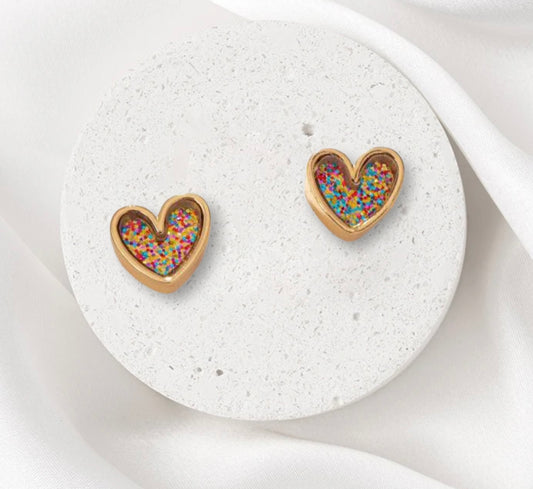 Beautiful Glitter Heart Earrings