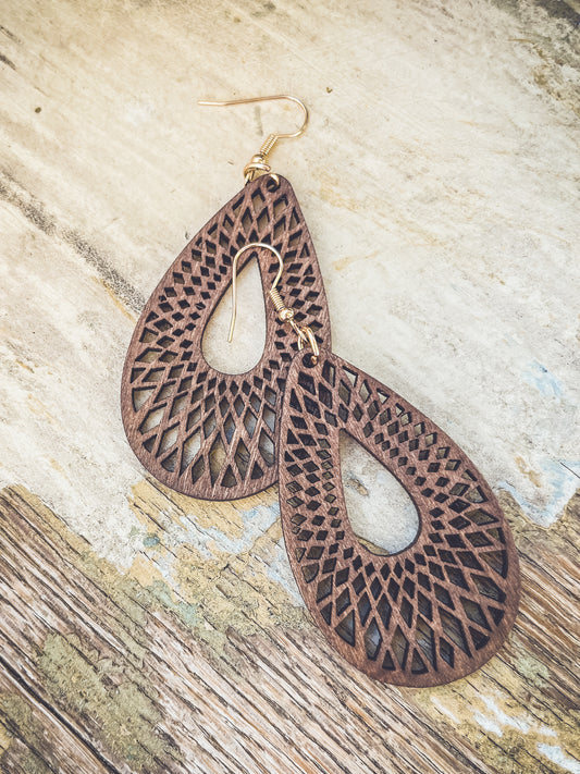 Beautiful Wood Drop Earrings