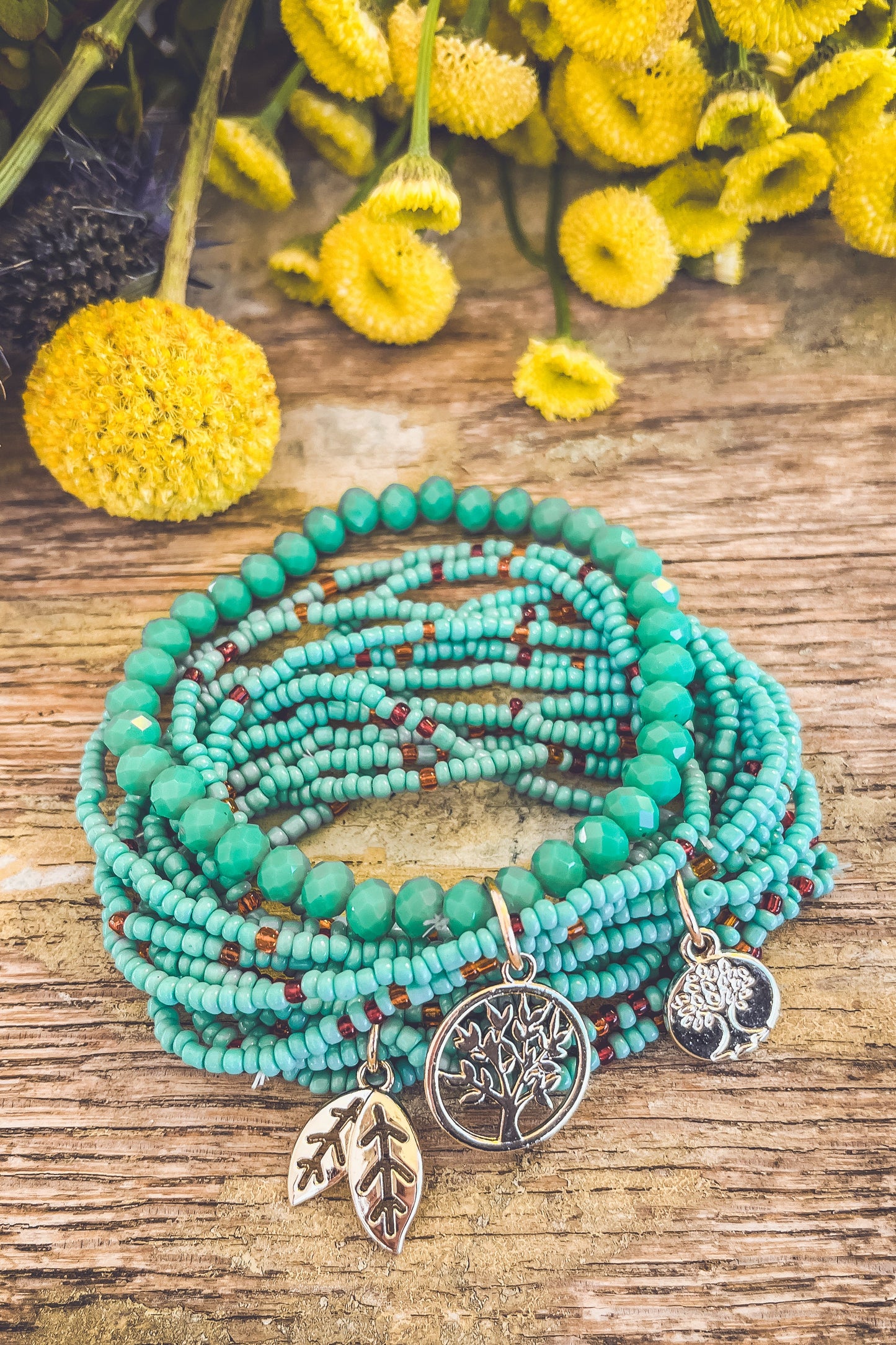 Beautiful Turquoise Tree of Life Bracelet Set