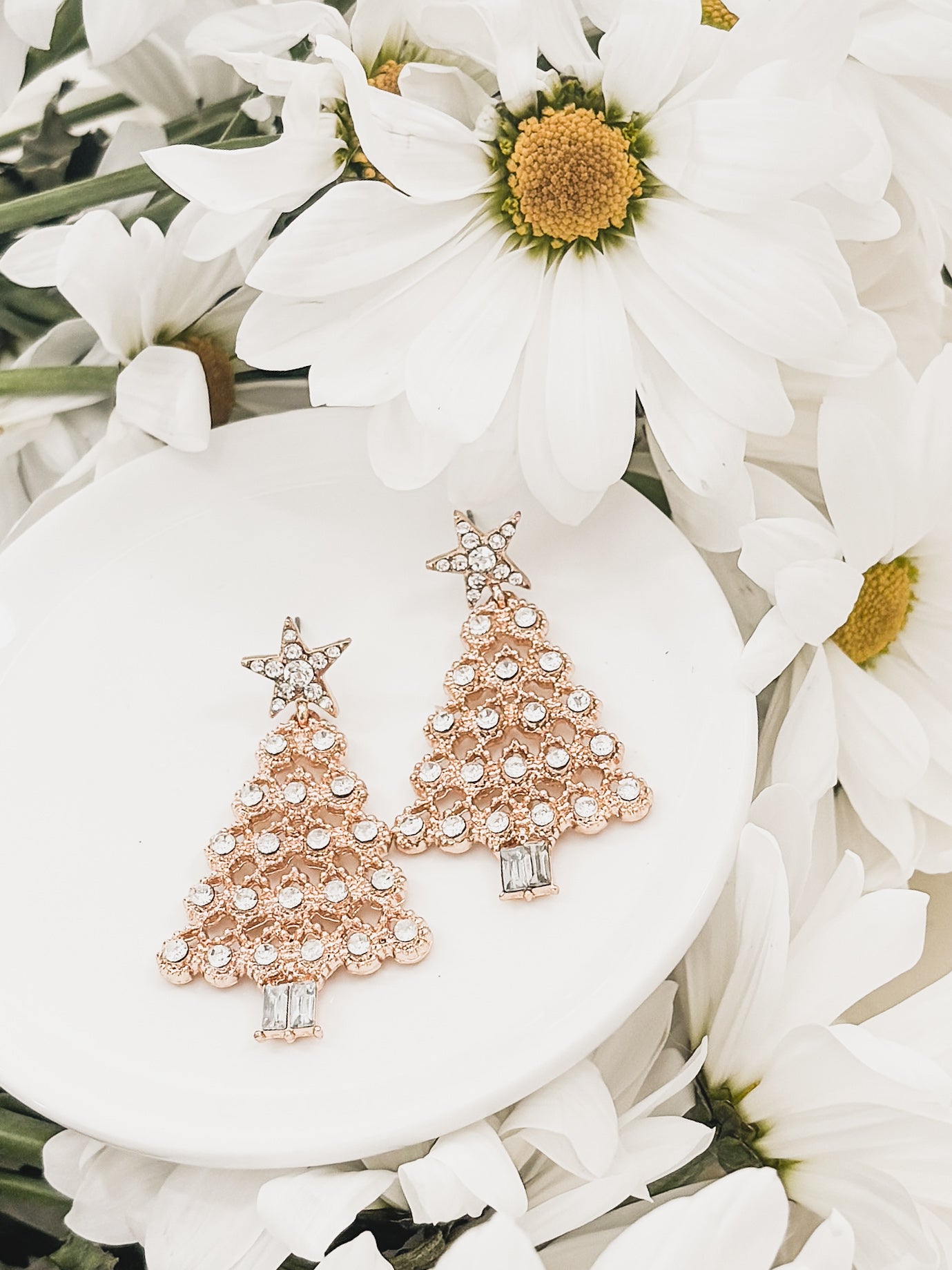 Beautiful Gold and Crystal Christmas Tree Earrings