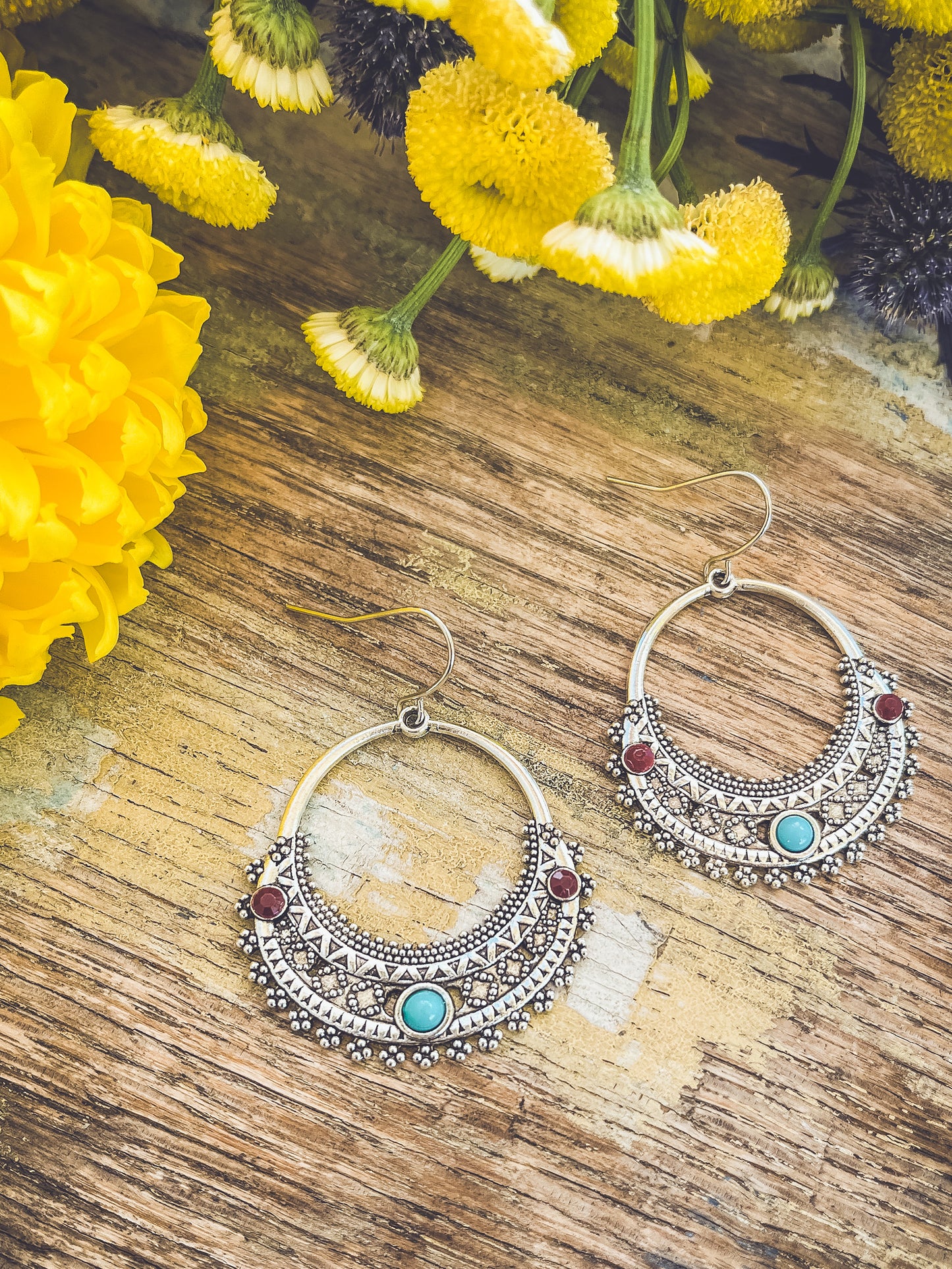 Beautiful Silver Boho Drop Earrings