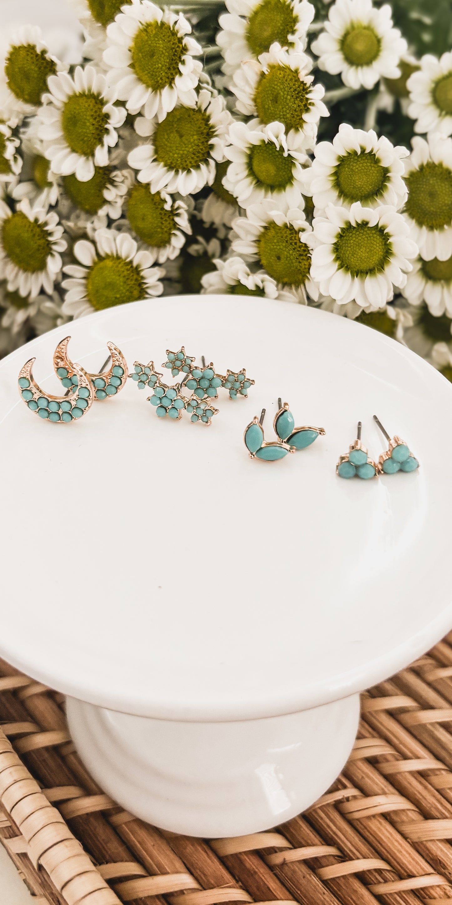 Beautiful Turquoise Earring Set - Set of 4 Studs